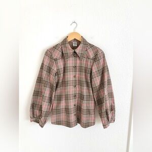 BAUM UND PFERDGARTEN plaid puff sleeve shirt shacket / size S